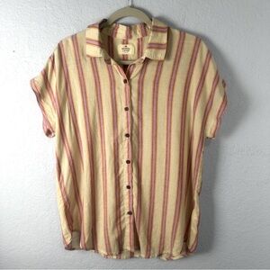 Marine Layer Women’s Dana Stripe Linen Blend Button Up Shirt Medium